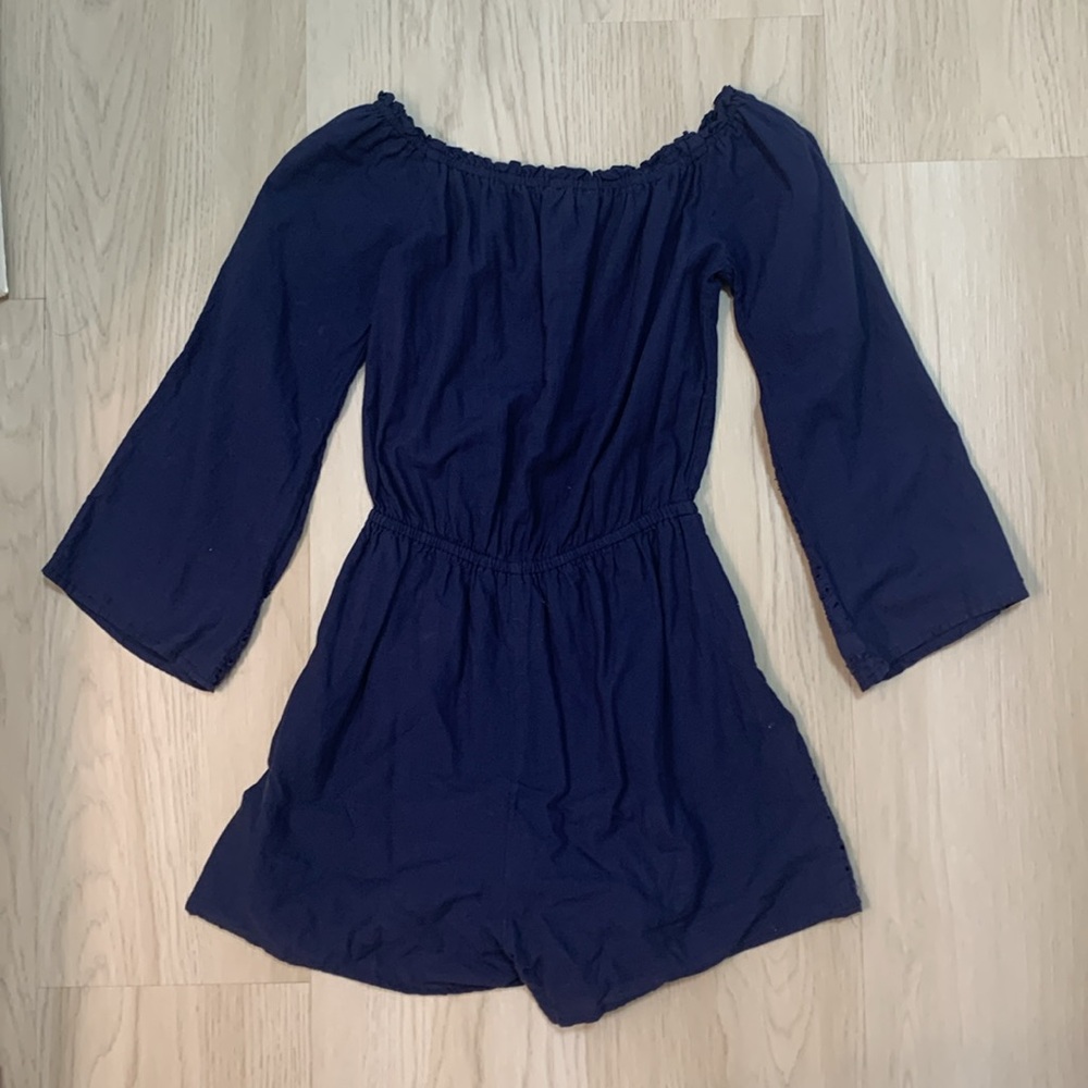 Rebellion girl’s long sleeved navy blue romper, size youth large. - Picture 4 of 4